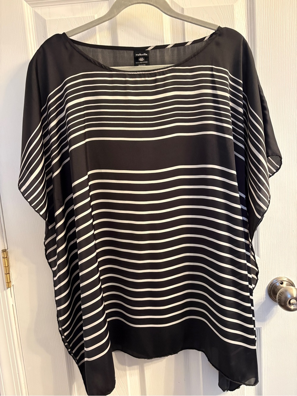 Rafaella Black and White Horizontal Stripe Dolman Top#0351